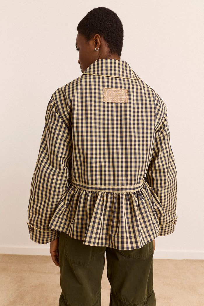 Myrtle Trench Coat - Navy Gingham