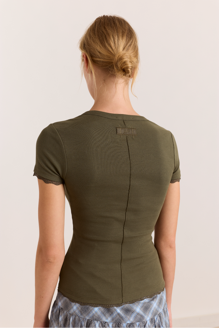 Paige V-Neck Tee - Olive