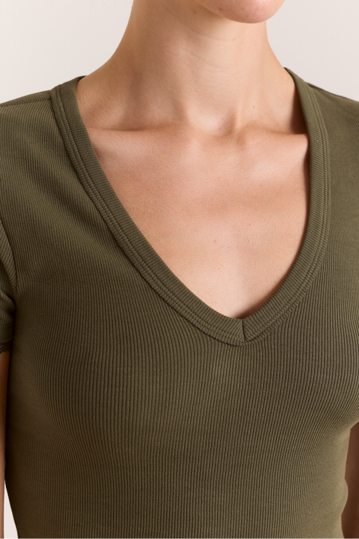 Paige V-Neck Tee - Olive