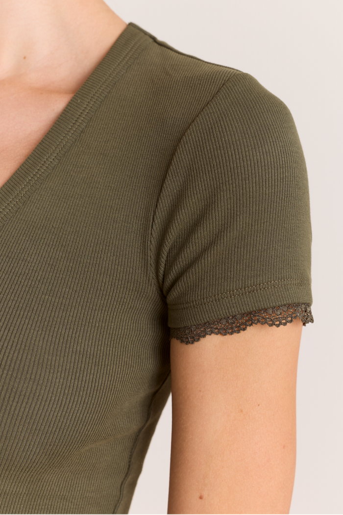 Paige V-Neck Tee - Olive