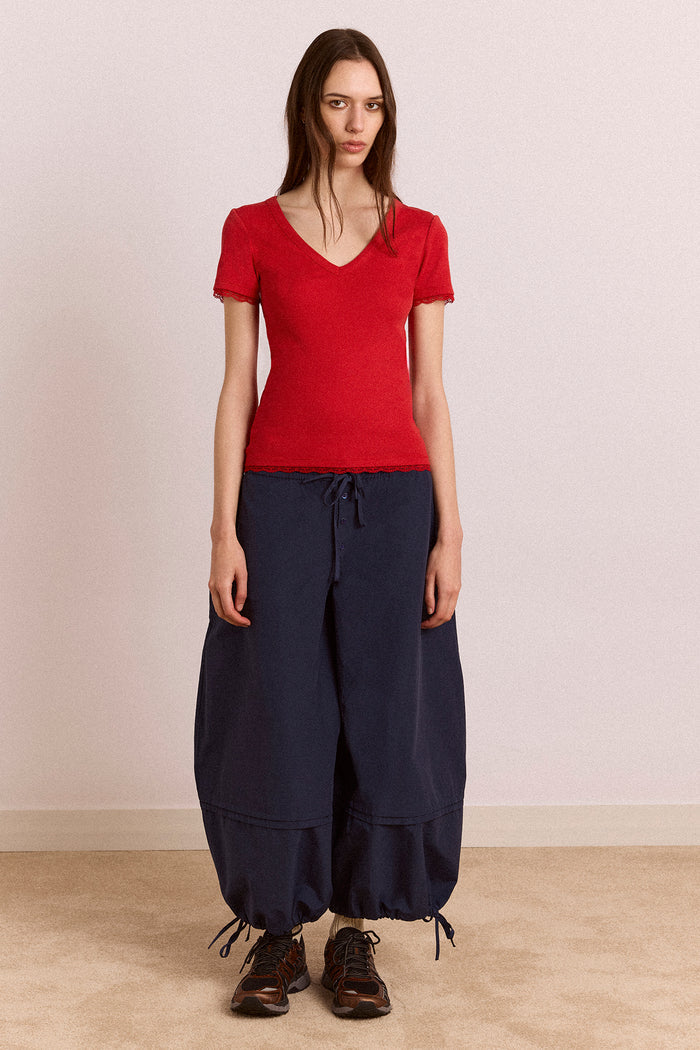 Paige V-Neck Tee - Red