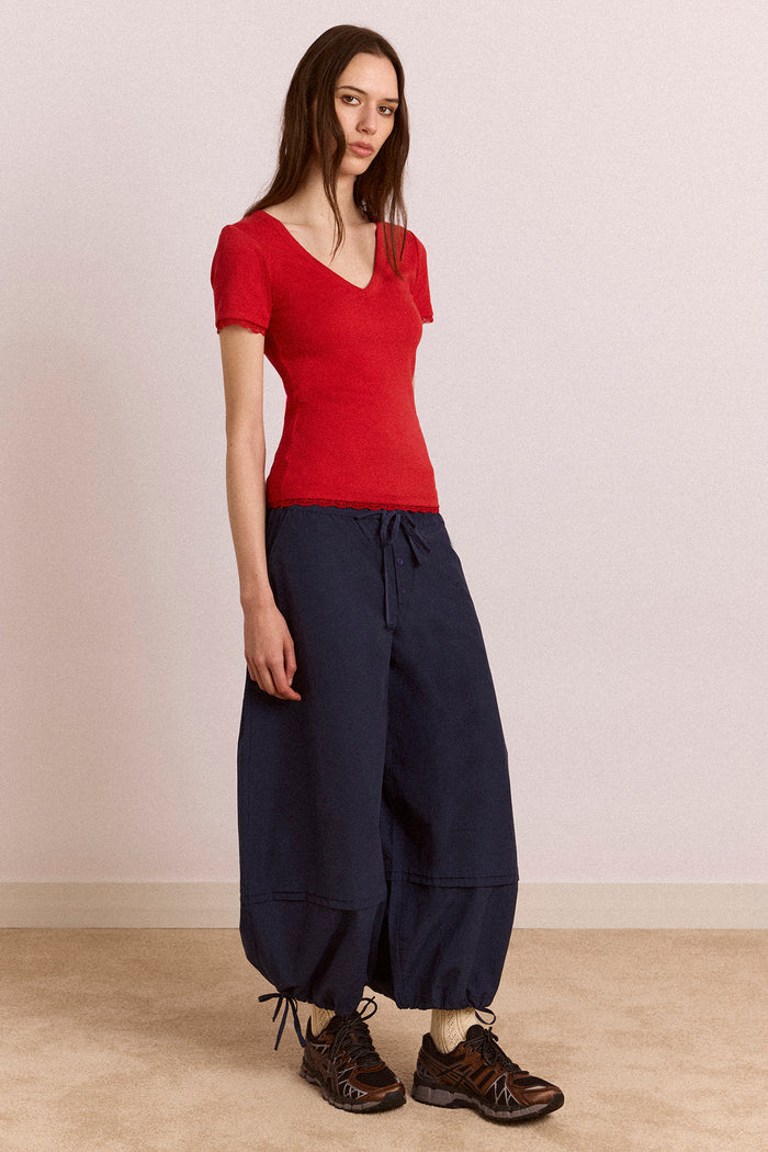 Paige V-Neck Tee - Red