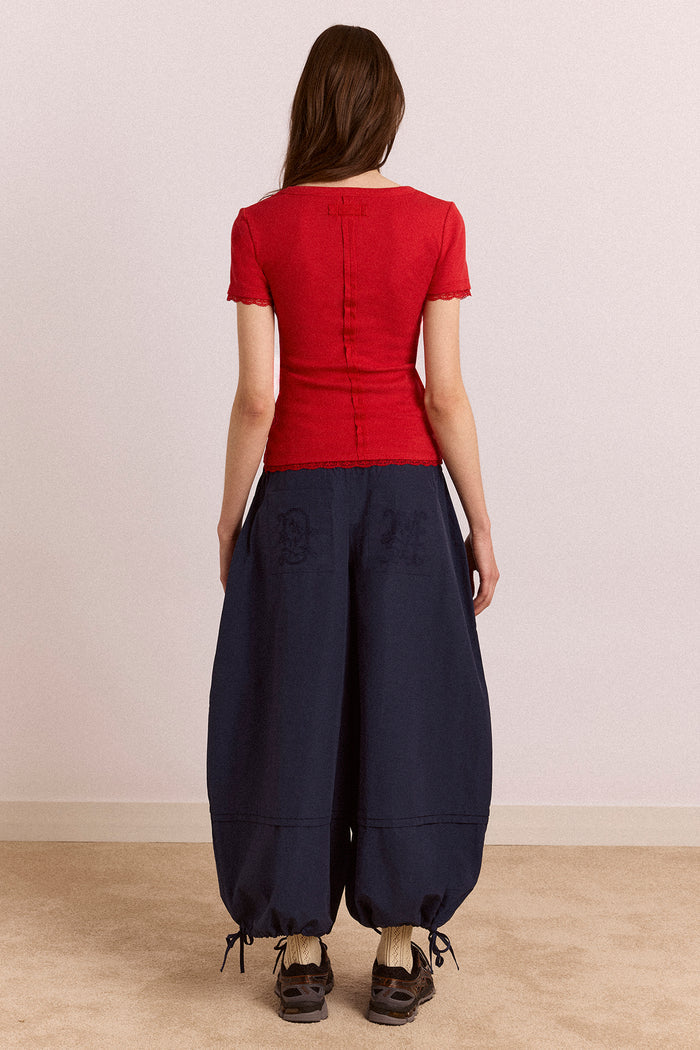 Paige V-Neck Tee - Red