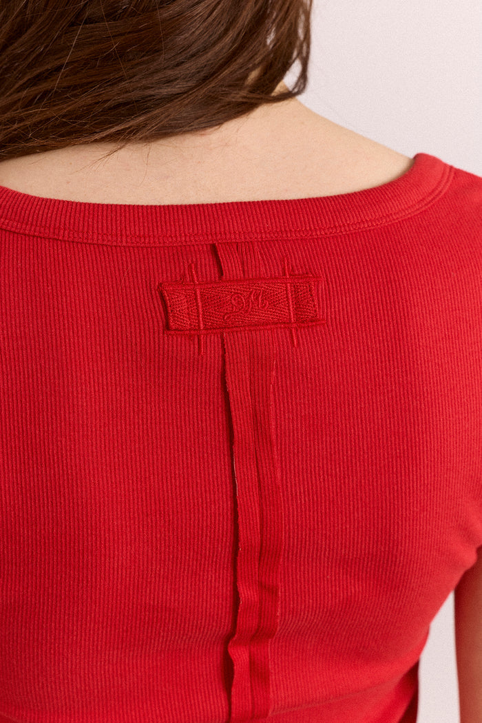 Paige V-Neck Tee - Red
