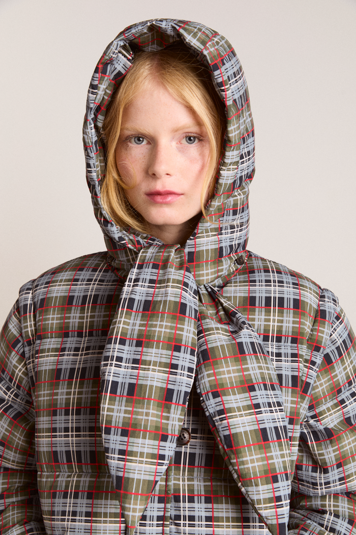 Pearl Hooded Puffer - Multi Check