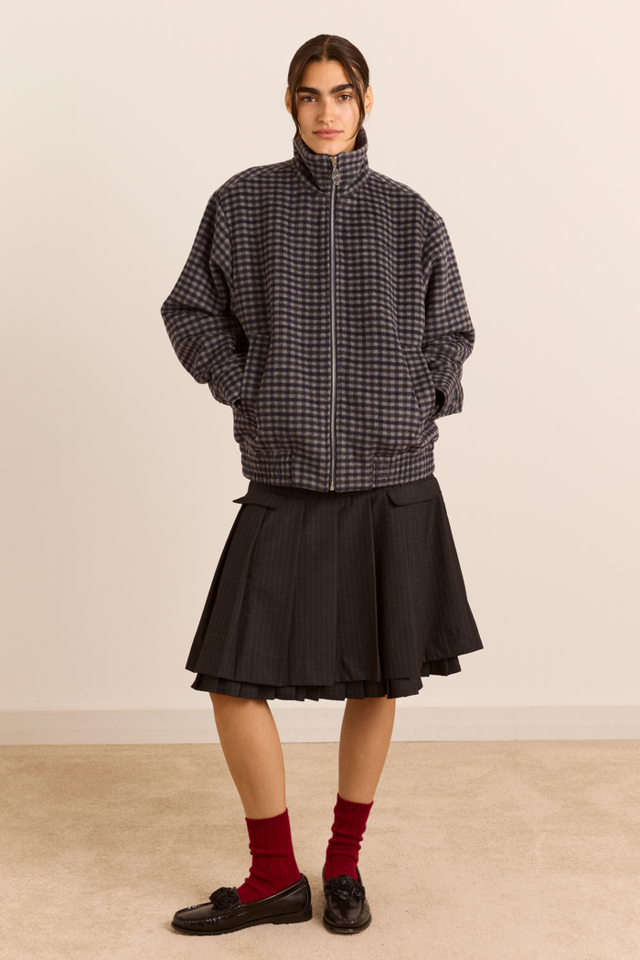 Pixie Wool Blend Bomber - Willow Gingham