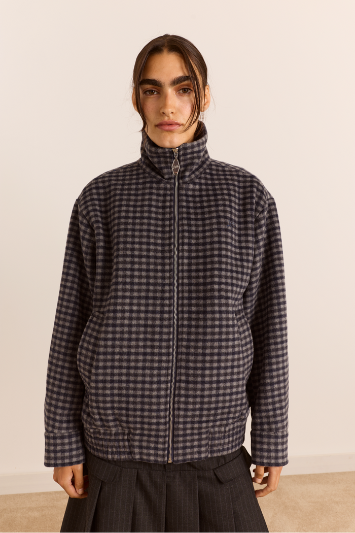Pixie Wool Blend Bomber - Willow Gingham