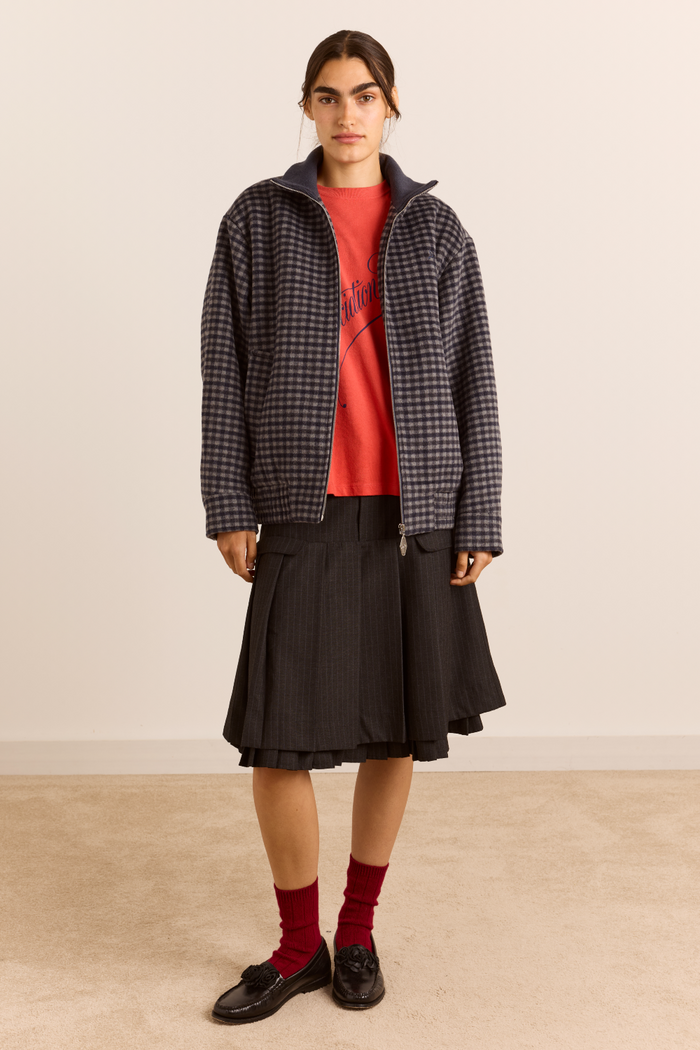 Pixie Wool Blend Bomber - Willow Gingham