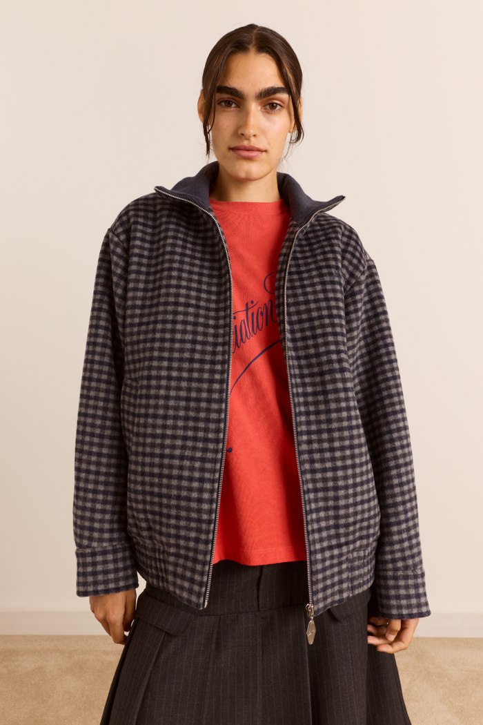 Pixie Wool Blend Bomber - Willow Gingham