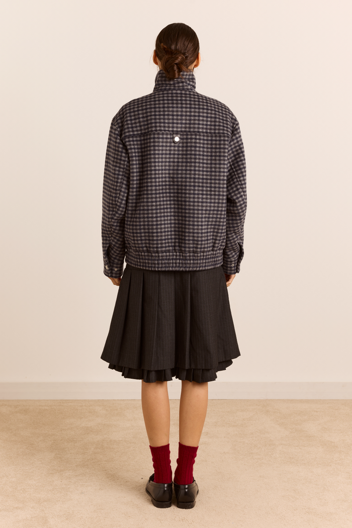 Pixie Wool Blend Bomber - Willow Gingham