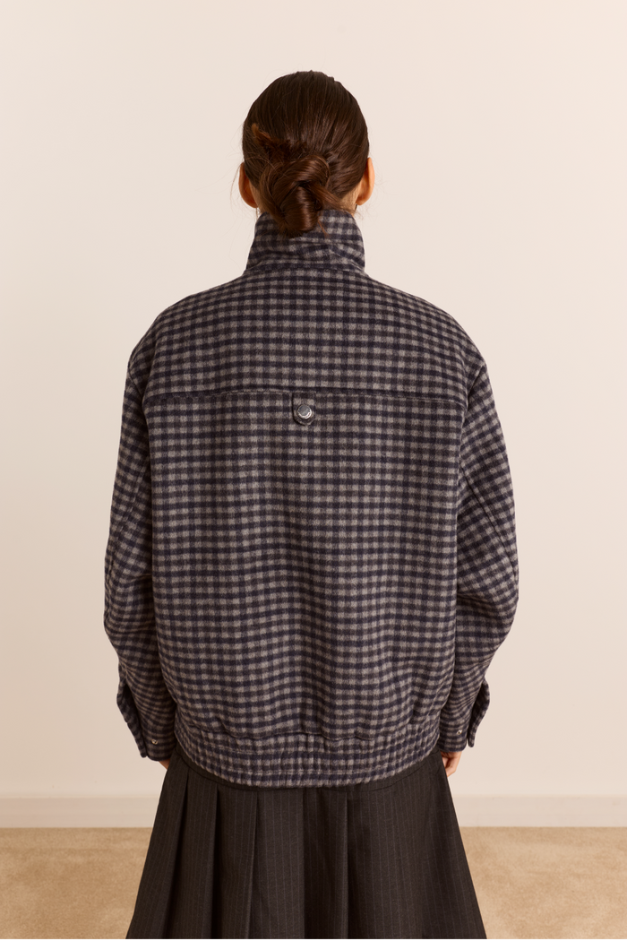 Pixie Wool Blend Bomber - Willow Gingham