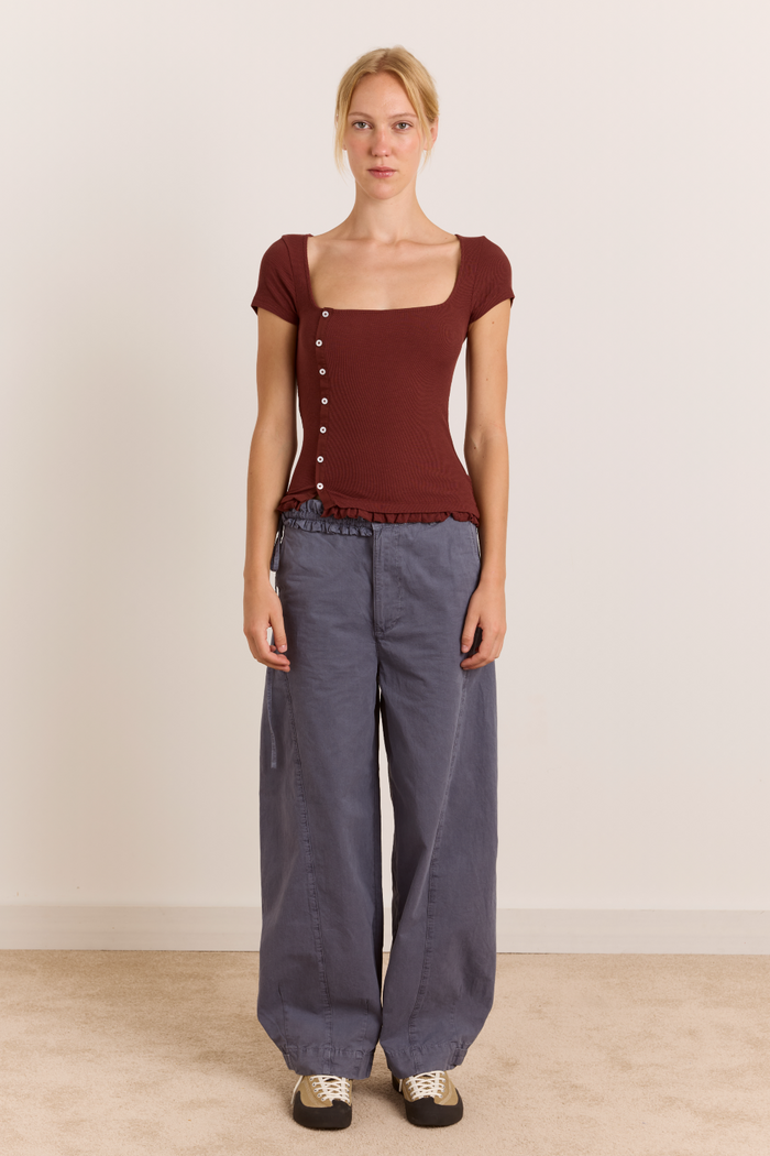 Posie Short Sleeve Top - Burg