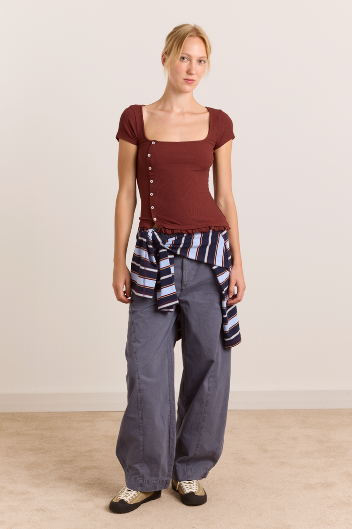 Posie Short Sleeve Top - Burg
