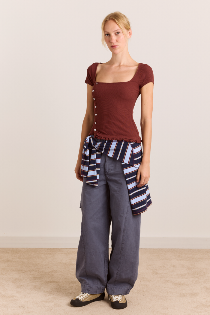 Posie Short Sleeve Top - Burg
