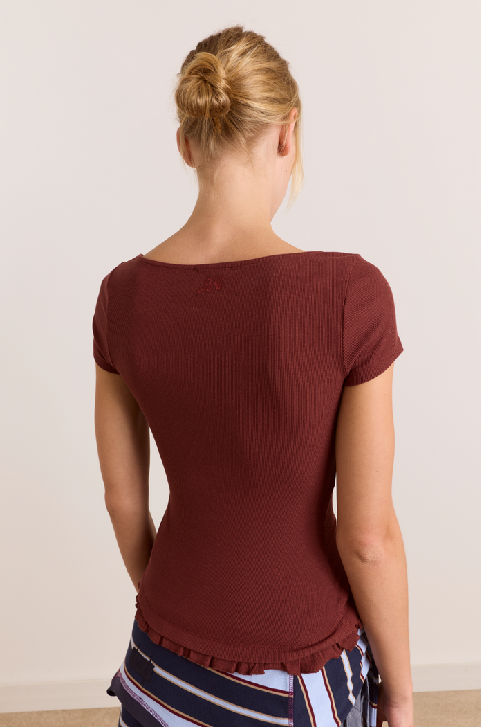 Posie Short Sleeve Top - Burg