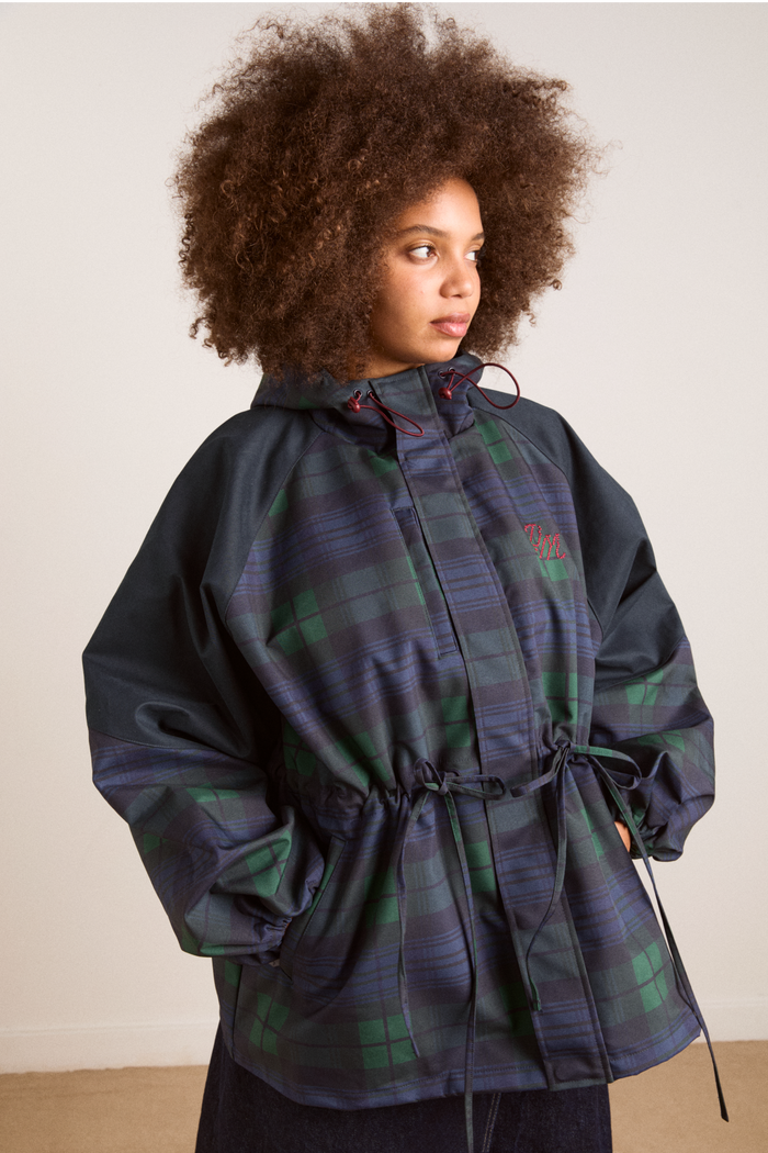 Pre-Order Liu Shower Proof Raincoat - Navy Check