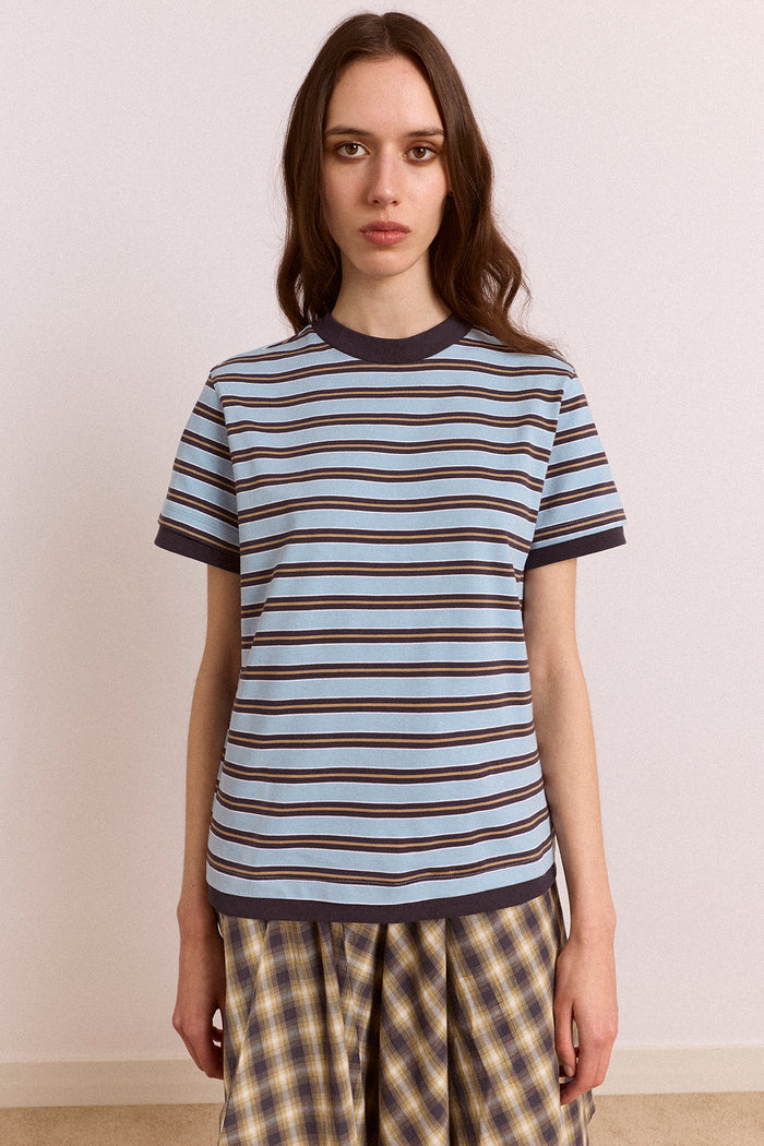 Presley Short Sleeve Tee - Blue Stripe