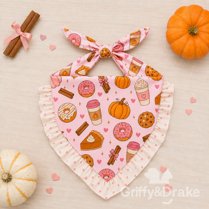 Pumpkin Spice & Everything Nice Ruffle Bandana-PINK