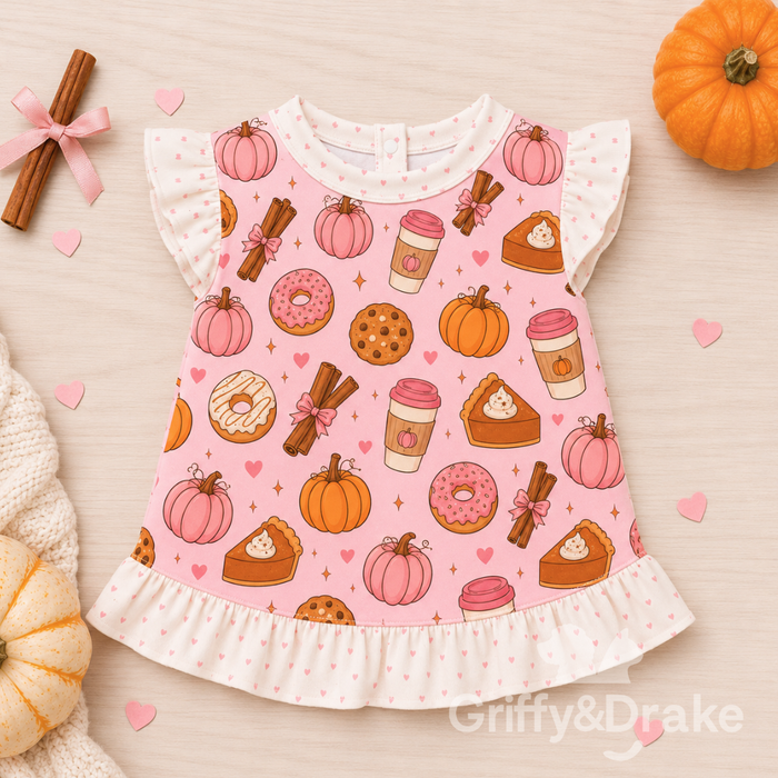 Pumpkin Spice & Everything Nice Ruffle Shirt-PINK
