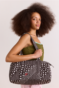 Quilted Weekender Bag - Washed Black Spot Print
