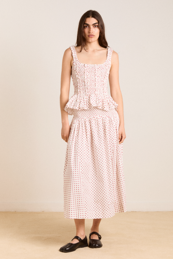 Raphi Cami  - Off White And Red Spot