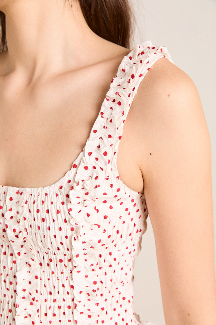 Raphi Cami  - Off White And Red Spot
