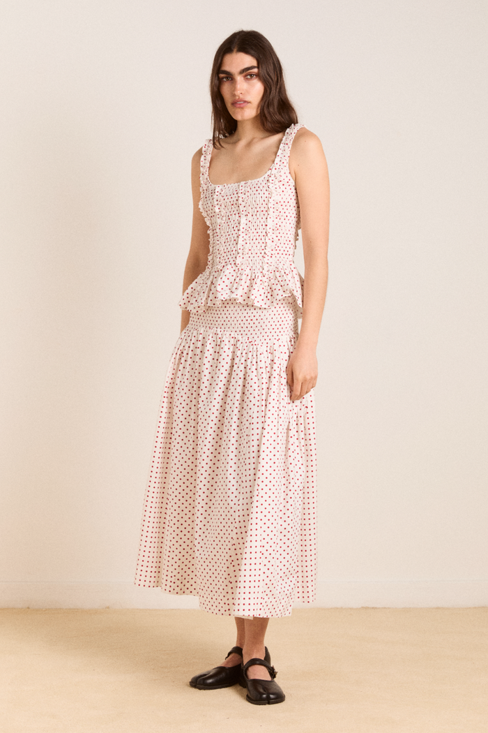 Raphi Cami  - Off White And Red Spot