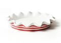 Red Stripe Ruffle 8 inch Pie Dish Red