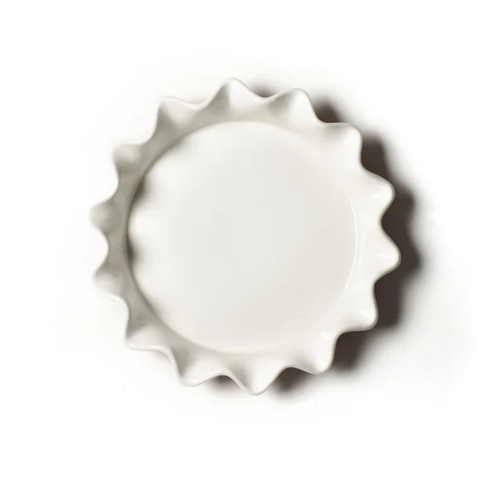 Red Stripe Ruffle 8 inch Pie Dish Red