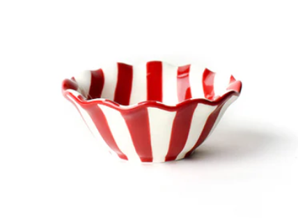 Red Stripe Ruffle Dipping Bowl