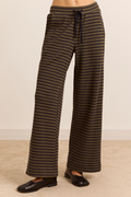Renee Waffle Jogger - Green/Grey Stripe