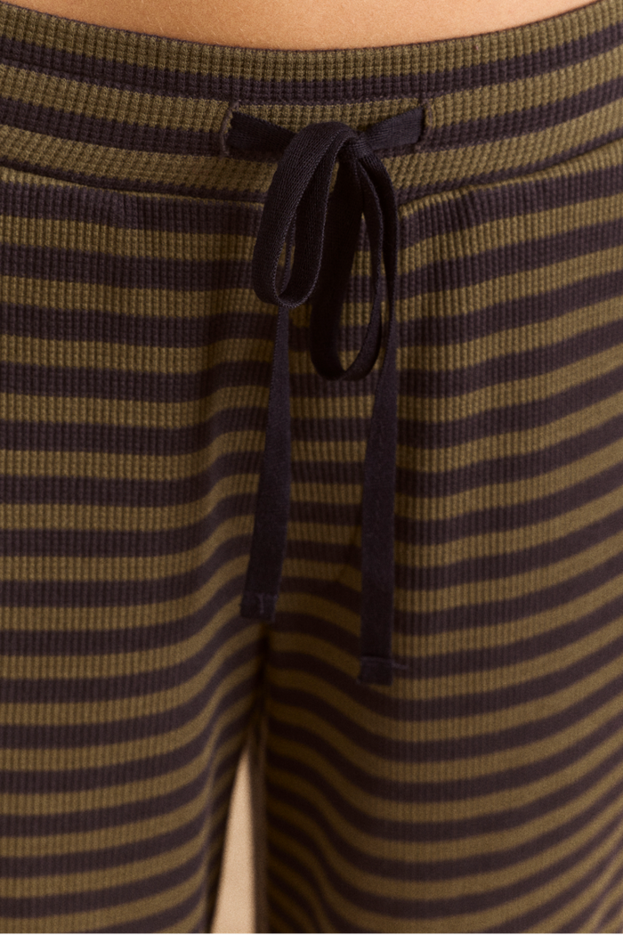 Renee Waffle Jogger - Green/Grey Stripe