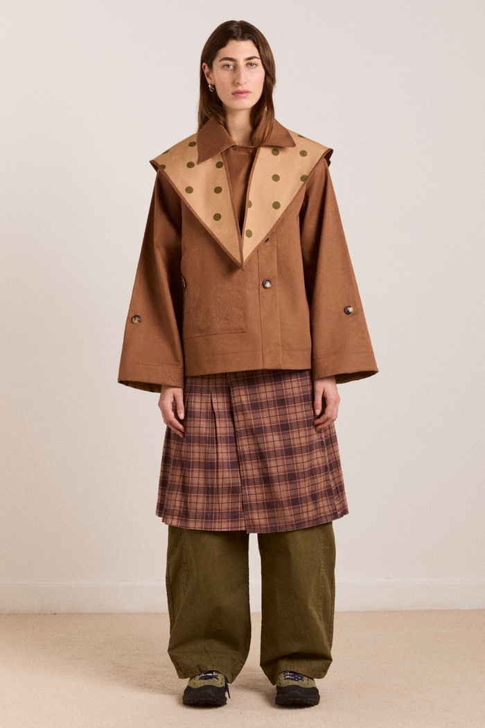 Reversible Jerry Crop Trench Coat - Camel Spot