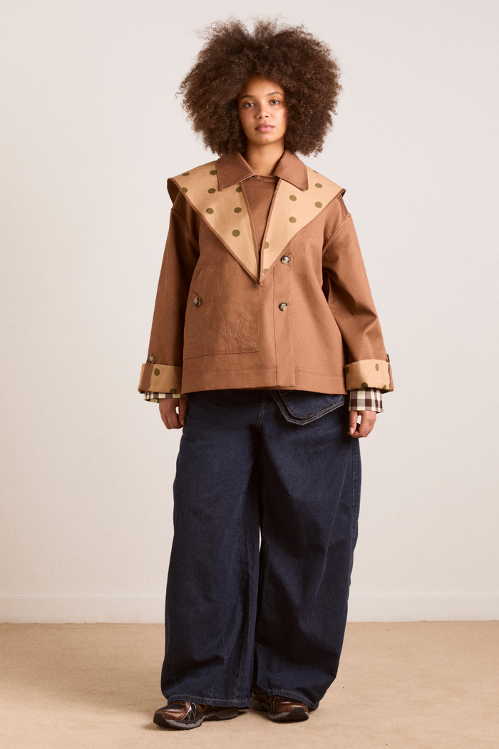 Reversible Jerry Crop Trench Coat - Camel Spot