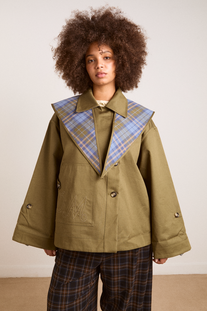 Reversible Jerry Crop Trench Coat - Olive