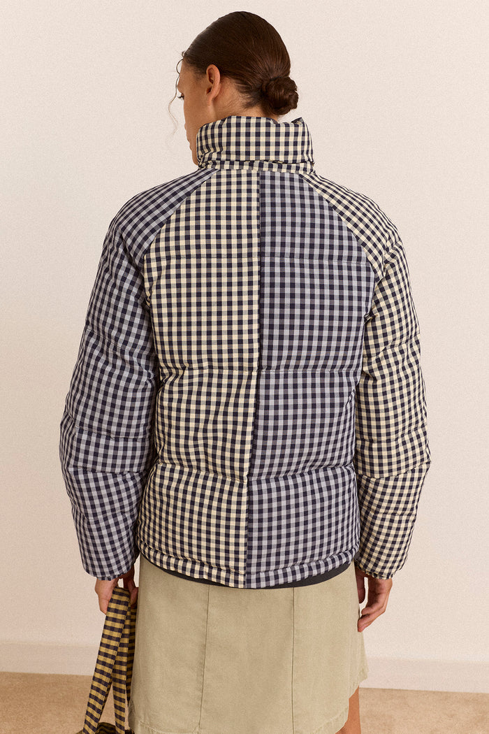 Reversible Opal Puffer- Mix Gingham