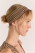 Ribbed Headband- Brown Stripe