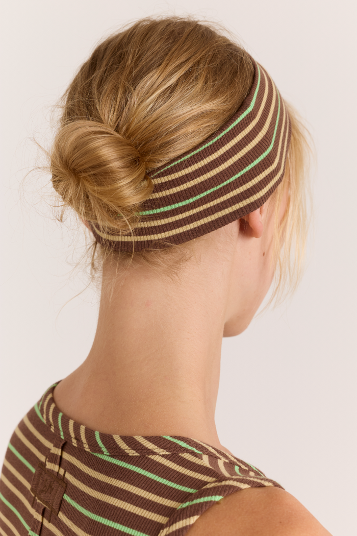 Ribbed Headband- Brown Stripe
