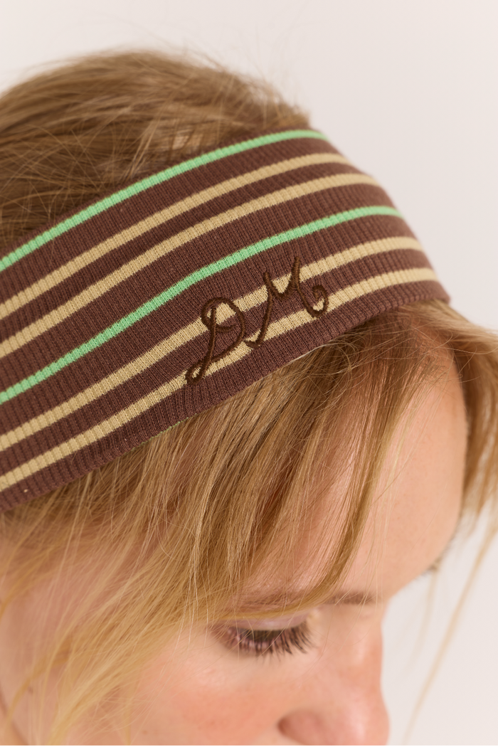 Ribbed Headband- Brown Stripe
