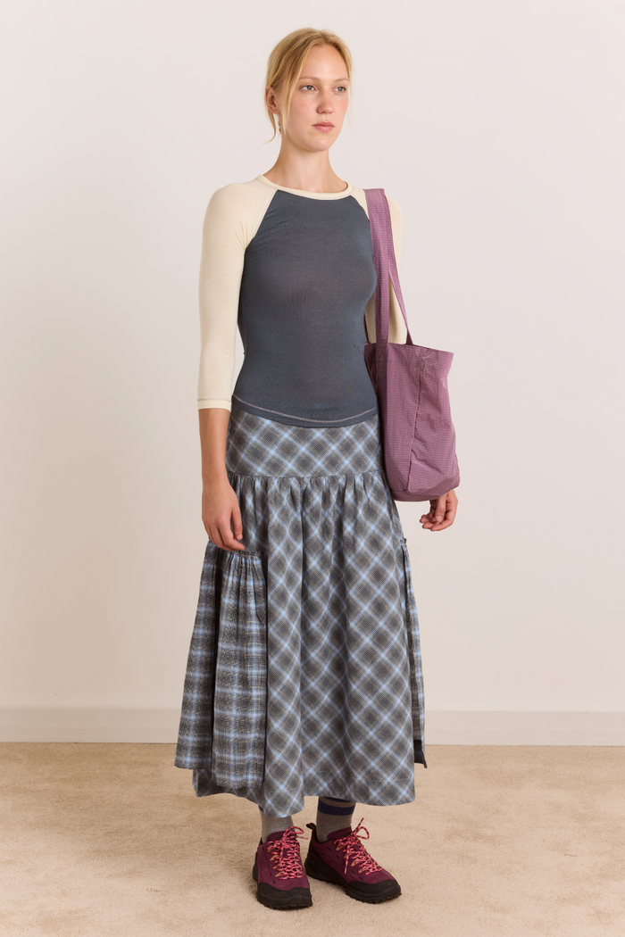 Riya Sheer Raglan Tee - Grey/Lemon