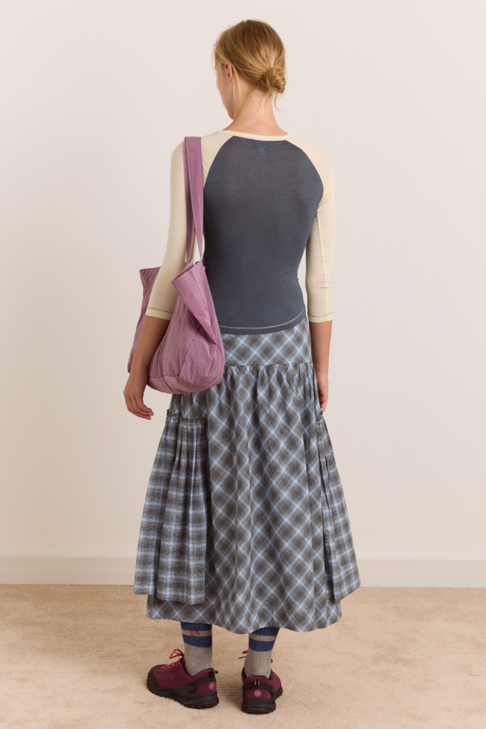 Riya Sheer Raglan Tee - Grey/Lemon