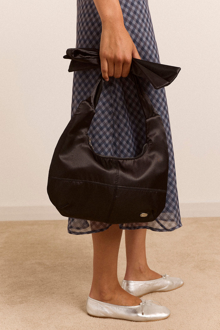 Roo Bow Tie Bag - Black Satin