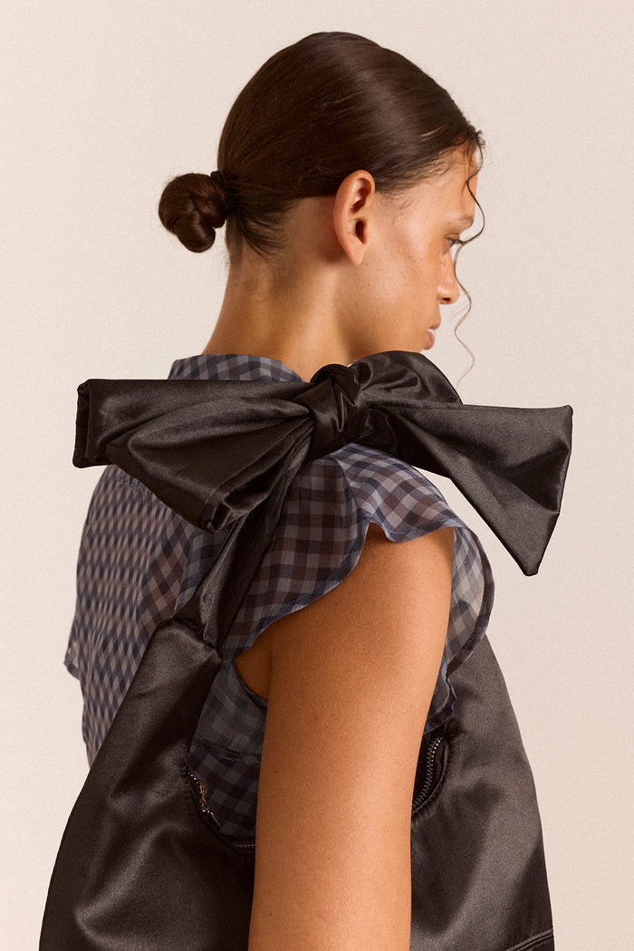 Roo Bow Tie Bag - Black Satin