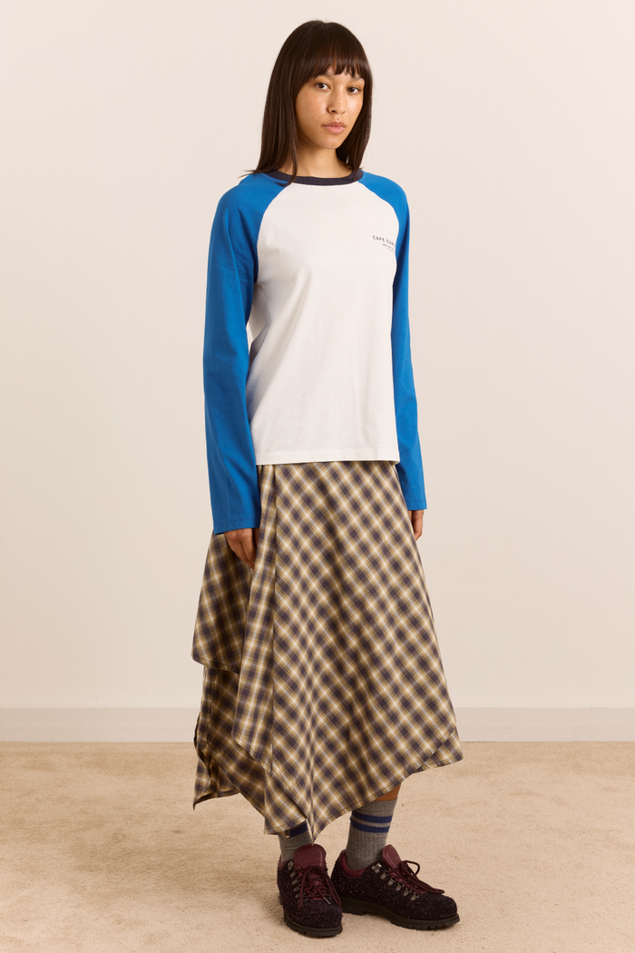 Rowen Shrunken Raglan Graphic Tee - Blue/White