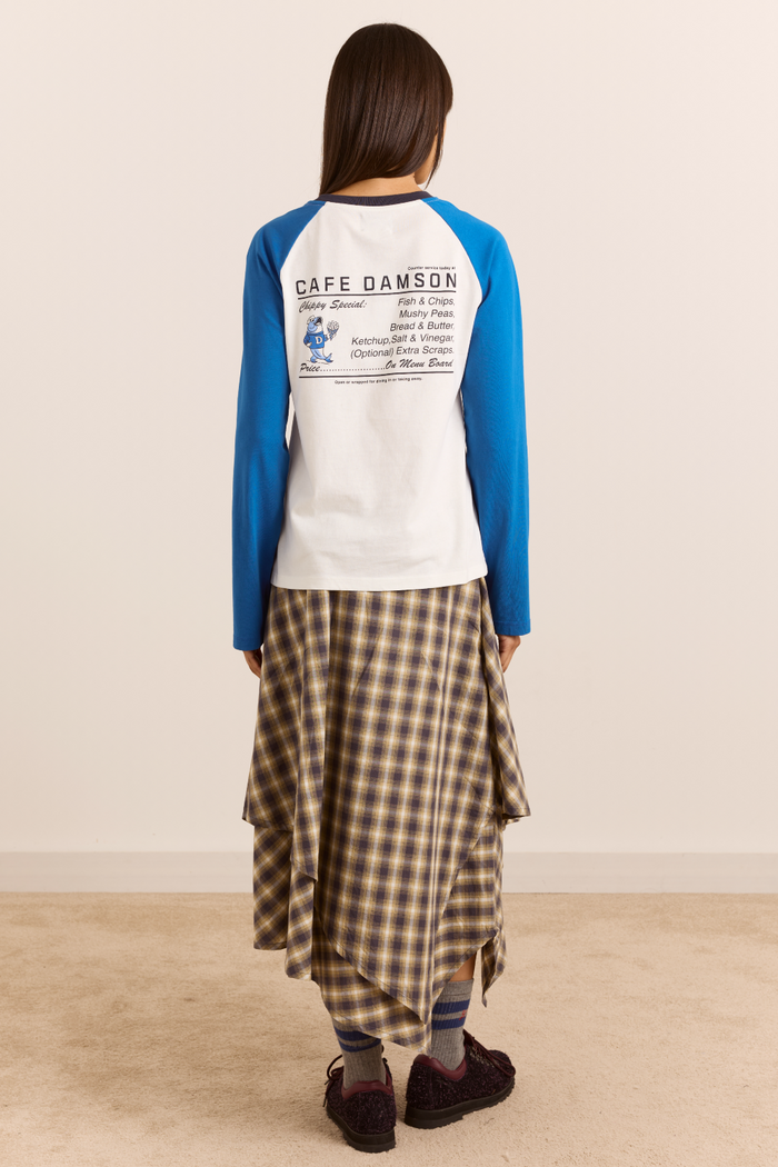 Rowen Shrunken Raglan Graphic Tee - Blue/White
