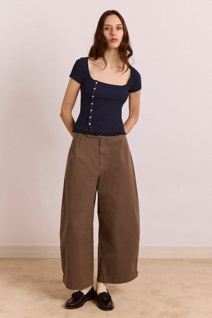 Safah Tailored Barrel Trouser - Brown