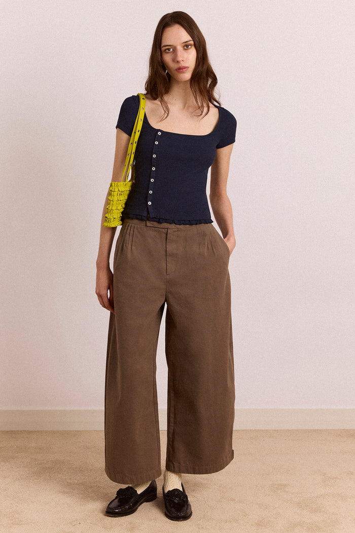 Safah Tailored Barrel Trouser - Brown