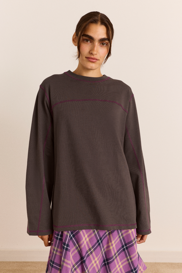 Samara Long Sleeve Top - Charcoal
