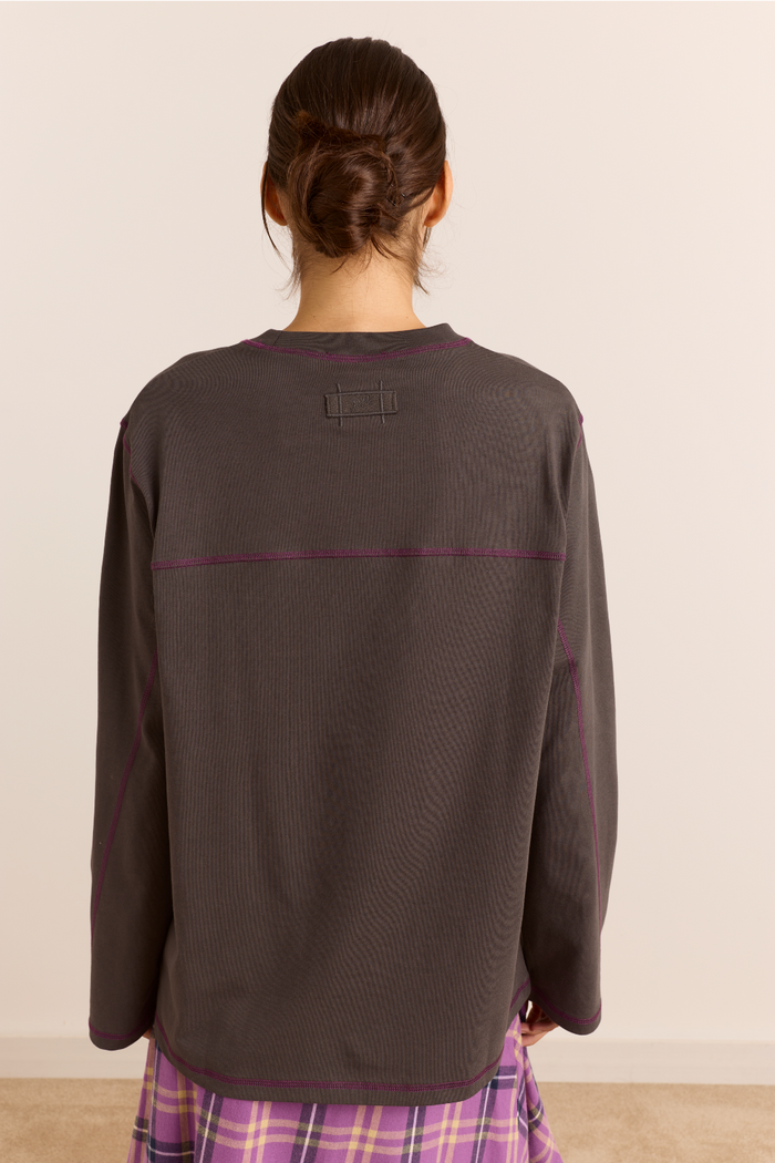 Samara Long Sleeve Top - Charcoal