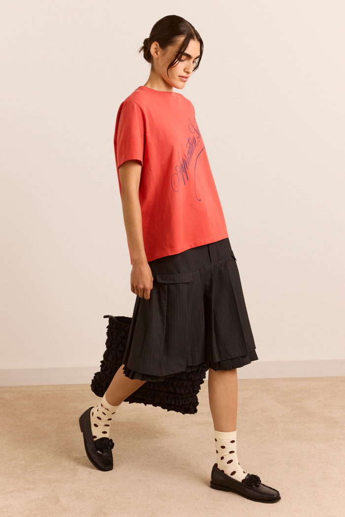 Savannah Double Layered Skirt - Charcoal Pinstripe